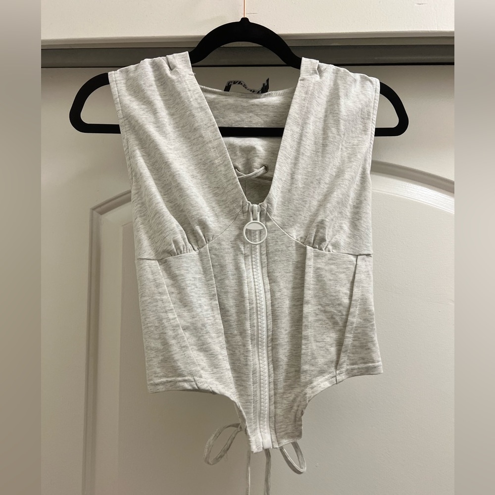 Capsulle Zip up Bustier Style Hooded Vest
